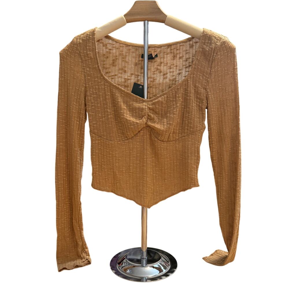 Wild Fable Women's Brown Long Sleeve Fitted T-Shirt - Size Small - NWT